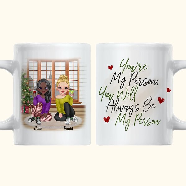 Personalized Besties Sister Best Friends Friendship Celebration White Ceramic Mug Dishwasher and Microwave Safe