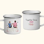 Personalized Couple Together for Years Love Story Enamel Mug Christmas Birthday Strong and Long-lasting 11oz