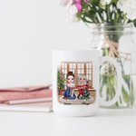 Taza de cerámica blanca personalizada de Navidad Side By Side Or Miles Apart Besties Will Always Be Connected By Heart