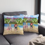 Gepersonaliseerde meisjes zussen vriendschap zee blauwe lucht vakantie zeemeeuw kussenhoes verjaardag home decoratie