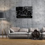 Personalizada Motocicleta Arte de la Pared de Metal Arte Biker EE.UU. Bandera Regalo para los motociclistas