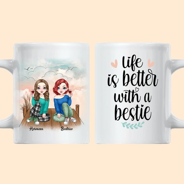 Personalized Life is Better with a Bestie White Ceramic Mug Friendship Gift Coffee Mug