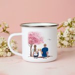 Personalisierte You and Me We Got This Couple by the Tree Emaille-Tasse mit Henkel, Jahrestags-Valentinstagsgeschenk für Sie