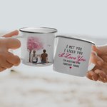 Personnalisé I Love You Forever Couple Pink Tree Sweet Enamel Mug Anniversaire Saint Valentin 11oz