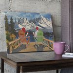 Personnalisé Snow Mountain vous et moi Couple sur des chaises affiche sans cadre peinture noël anniversaire mur Art Print