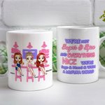 Personlig Besties Systrar Kvinnor Vänskap Vit Keramisk Mugg Present Diskmaskin och Mikrovågsugn Säker