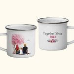 Taza esmaltada personalizada Juntos desde hace años Árbol rosa Dulce historia de amor 11oz Cumpleaños Navidad San Valentín