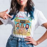 Personalisierte beste Hündinnen Besties feiern Beach Party Urlaub T-Shirt Karneval Sport