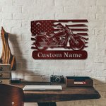 Personalizada Motocicleta Arte de la Pared de Metal Arte Biker EE.UU. Bandera Regalo para los motociclistas