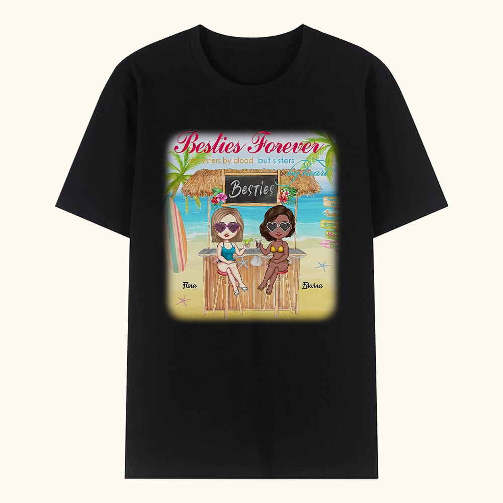 T-shirt personnalisé Besties Forever Sea Beach Resort Holiday Drinking Party T-shirt unisexe de base
