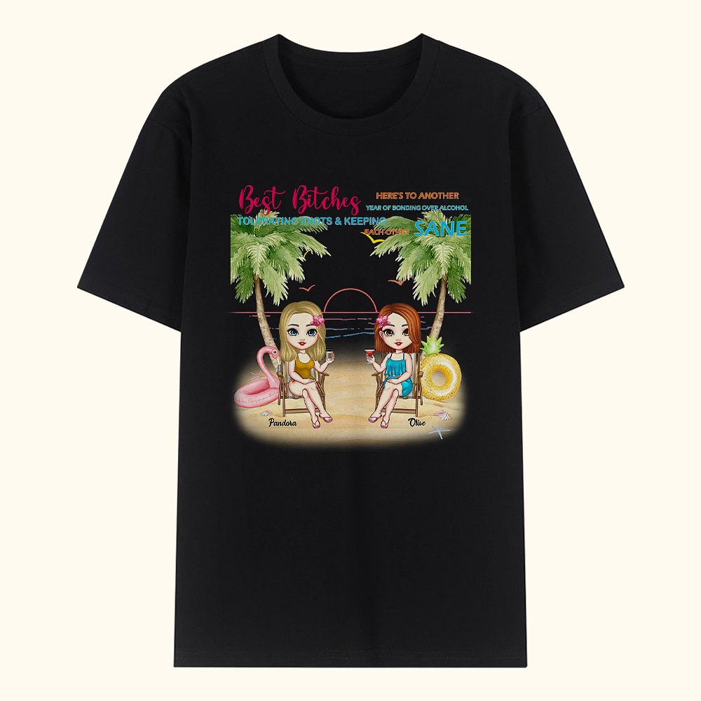 Personnalisé Best Bitches Good Friend Summer Swimming Pool Holiday T-shirt Birthday Gift Travel