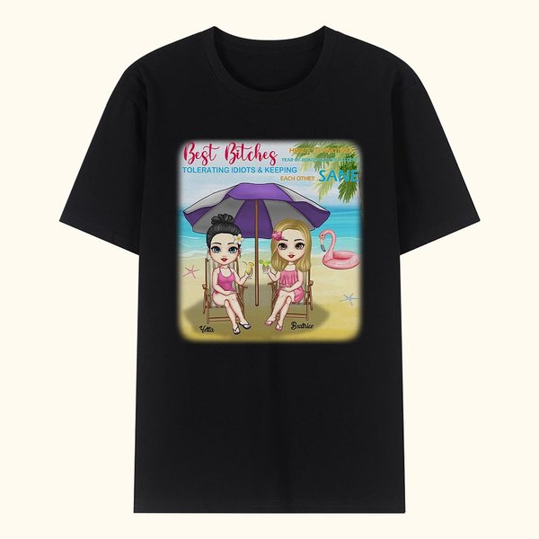 Personalized Best Bitches Besties Beach Party Summer Holiday T-shirt Party Travel