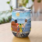 Personalised  Couple Love Each Other Drink Together Watch Sunflower  Wine Tumbler Anniversary with Insulation Effect