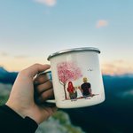 Taza esmaltada personalizada Juntos desde hace años Árbol rosa Dulce historia de amor 11oz Cumpleaños Navidad San Valentín