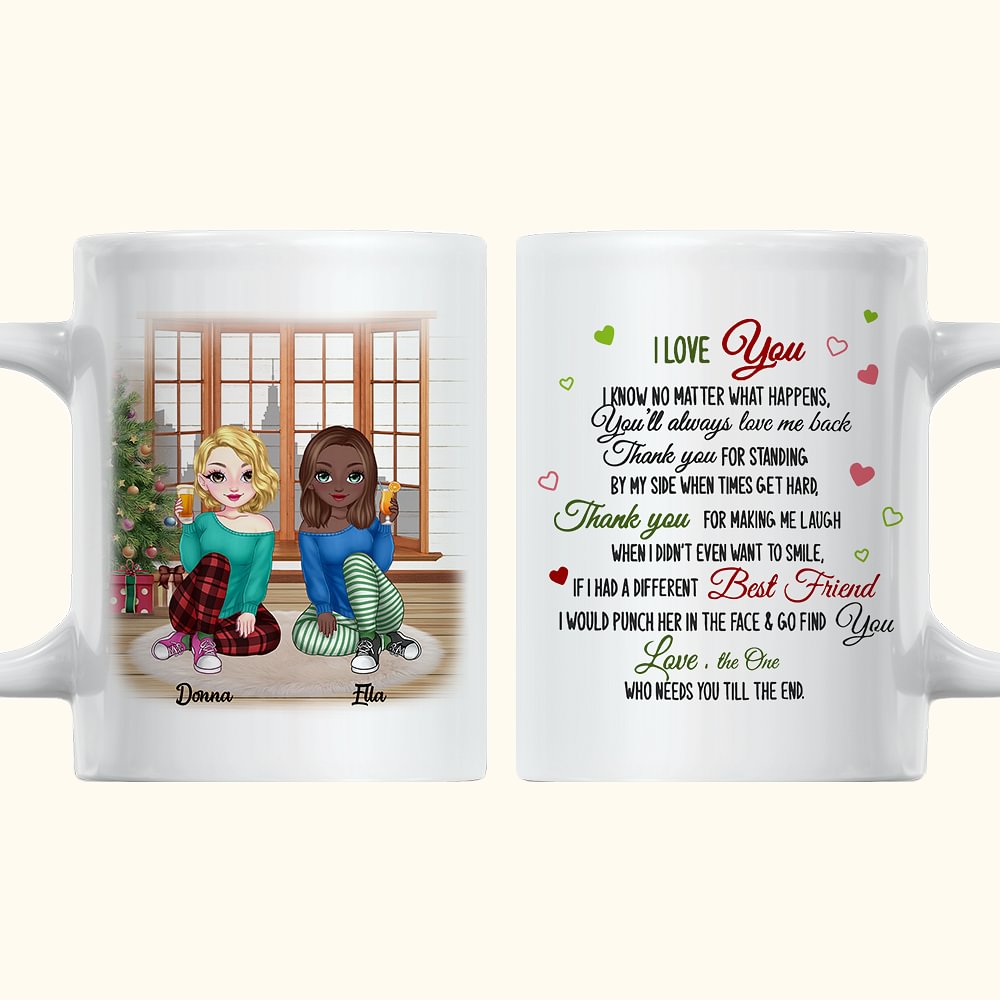Personnalisé Best Friends Girlfriends Bestie Cadeau de Noël Tasse en céramique blanche Cadeau d'amitié 11 oz ou 15 oz