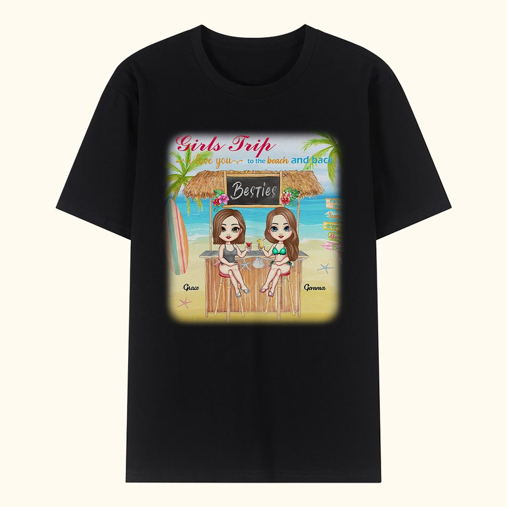 T-shirt personnalisé de fête de vacances d'été de bar de plage de filles de Besties cadeau de carnaval