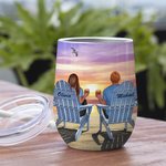 Personalized Couple Husband and Wife Travel Partners for Life Wine Tumbler Valentine's Day Easy to Clean