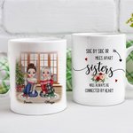 Taza de cerámica blanca personalizada de Navidad Side By Side Or Miles Apart Besties Will Always Be Connected By Heart