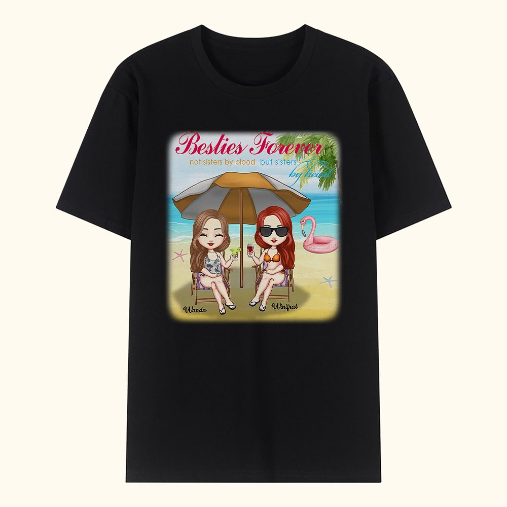 T-shirt personnalisé Besties Forever Sisters by Heart Beach Party Trip Carnival Travel