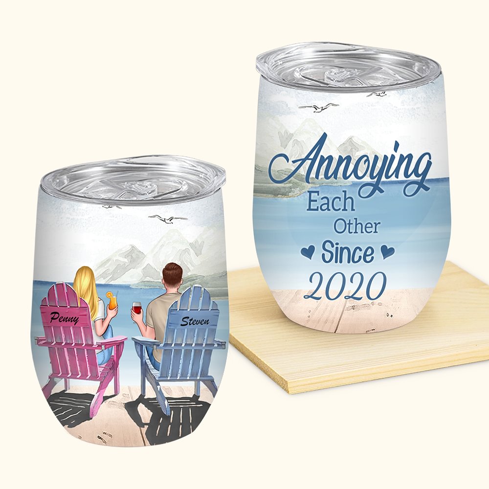 Personnalisé Couple Love Each Other for Many Years Travel Together Snow Wine Tumbler Anniversary Suitable for Hot and Cold Liquids