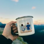 Gepersonaliseerde Man en Vrouw Reispartner voor het Leven Paar aan Zee Emaille Mok Duurzame Valentijnsdag Verjaardag