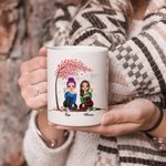 Personalized Cherry Blossom Tree Side By Side Or Miles Apart Besties Will Always Be Connected White Ceramic Mug Friend Gifts Coffee Mug