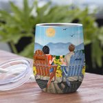 Personalised  Couple Love Each Other Drink Together Watch Sunflower  Wine Tumbler Anniversary with Insulation Effect
