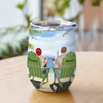 Marito e moglie personalizzati che viaggiano insieme per la vita Bicchiere da vino di San Valentino da 12 oz.