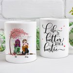 La vie est meilleure personnalisée avec une tasse en céramique blanche Bestie Cherry Blossom Tree Cadeaux Bestie pour les femmes pour le bureau et la 