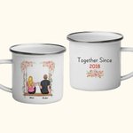 Personlig Tillsammans Sedan Många År Par på Blomstersväng Emaljmugg med Handtag Alla Hjärtans Dag Gåvor