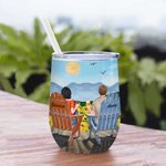 Personalised  Couple Love Each Other Drink Together Watch Sunflower  Wine Tumbler Anniversary with Insulation Effect