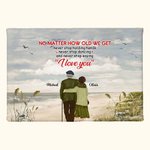 Personalized I Love You Never Stop Seaside Old Couple Poster Frameless Painting Wall Art Print Valentine's Day Birthday