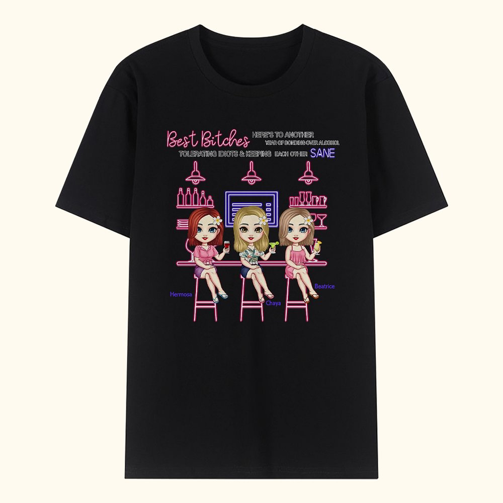 Personnalisé Besties Girls Party Bar Bistro Celebrate Friendship Gathering T-shirt Basic Unisex T-Shirt
