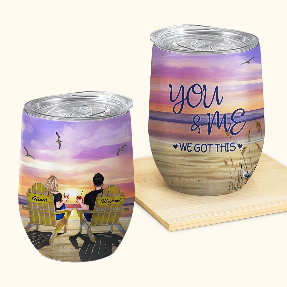 Personnalisé toi et moi Couple regardant la plage paysage Love Forever Tumbler Saint Valentin