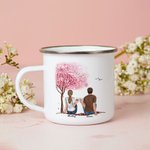 Personnalisé I Love You Forever Couple Pink Tree Sweet Enamel Mug Anniversaire Saint Valentin 11oz