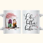La vie est meilleure personnalisée avec une tasse en céramique blanche Bestie Cherry Blossom Tree Cadeaux Bestie pour les femmes pour le bureau et la 