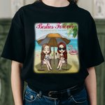 Personalised Besties Forever Sisters by Heart Beach Party Trip T-shirt Carnival Travel