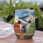 Personalised You and Me Couple Watch Snow Mountain Scenery Wine Tumbler Anniversary Easy to Clean