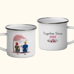 Personalizzato Insieme da anni Coppia Rosa Fiore Albero Amore Tazza Smalto 11oz Compleanno Regalo di San Valentino