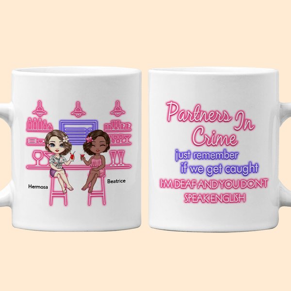 Personalized Funny Besties Friendship Sisters White Ceramic Mug for Bestie Best Friend