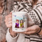 Personalisierte Best Bitches Keeping Each Other Sane Travel Theme Weiße Keramiktasse Bestie Geschenke für Frauen Kaffeetasse