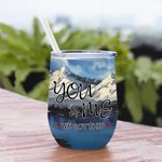 Personalised You and Me Couple Watch Snow Mountain Scenery Wine Tumbler Anniversary Easy to Clean