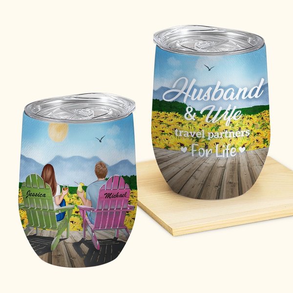 Partner di viaggio personalizzati Coppia Marito e Moglie Amore Vino Tumbler Anniversario con effetto isolante