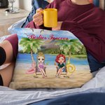 Gepersonaliseerde meisjes zussen vriendschap zee blauwe lucht vakantie zeemeeuw kussenhoes verjaardag home decoratie