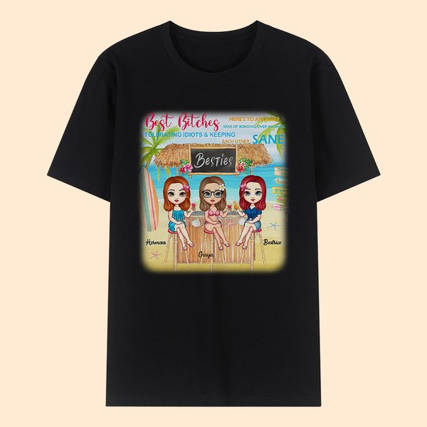 Gepersonaliseerd Best Bitches Besties Celebrate Beach Party Holiday T-shirt Carnaval Sport