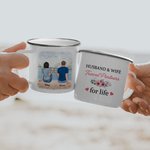 Gepersonaliseerde Man en Vrouw Reispartner voor het Leven Paar aan Zee Emaille Mok Duurzame Valentijnsdag Verjaardag