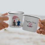 Personalizzato Insieme da anni Coppia Rosa Fiore Albero Amore Tazza Smalto 11oz Compleanno Regalo di San Valentino