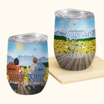 Personalised  Couple Love Each Other Drink Together Watch Sunflower  Wine Tumbler Anniversary with Insulation Effect