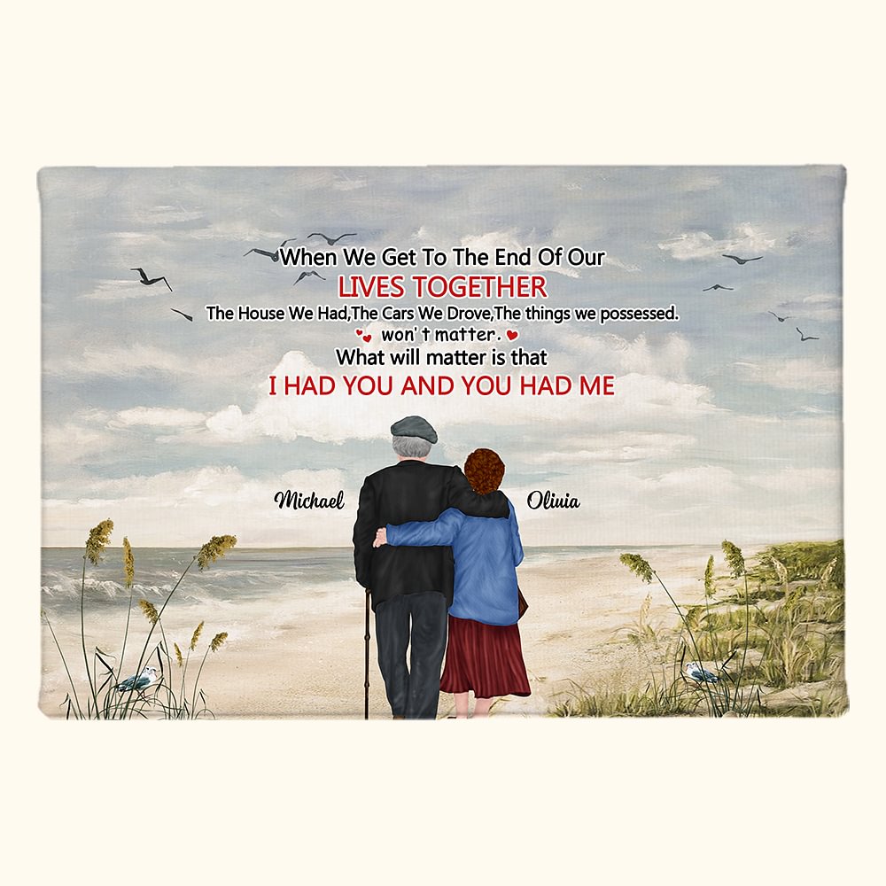 Personalizzato Lives Together Seaside Bird Old Couple Poster Frameless Painting Christmas Valentine's Day Wall Decor