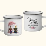 Personalized You and Me We Got This Couple by the Tree Enamel Mug Anniversary Strong